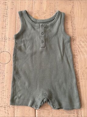 Colored Organics Nile Romper, Thyme Green, 3-6M
